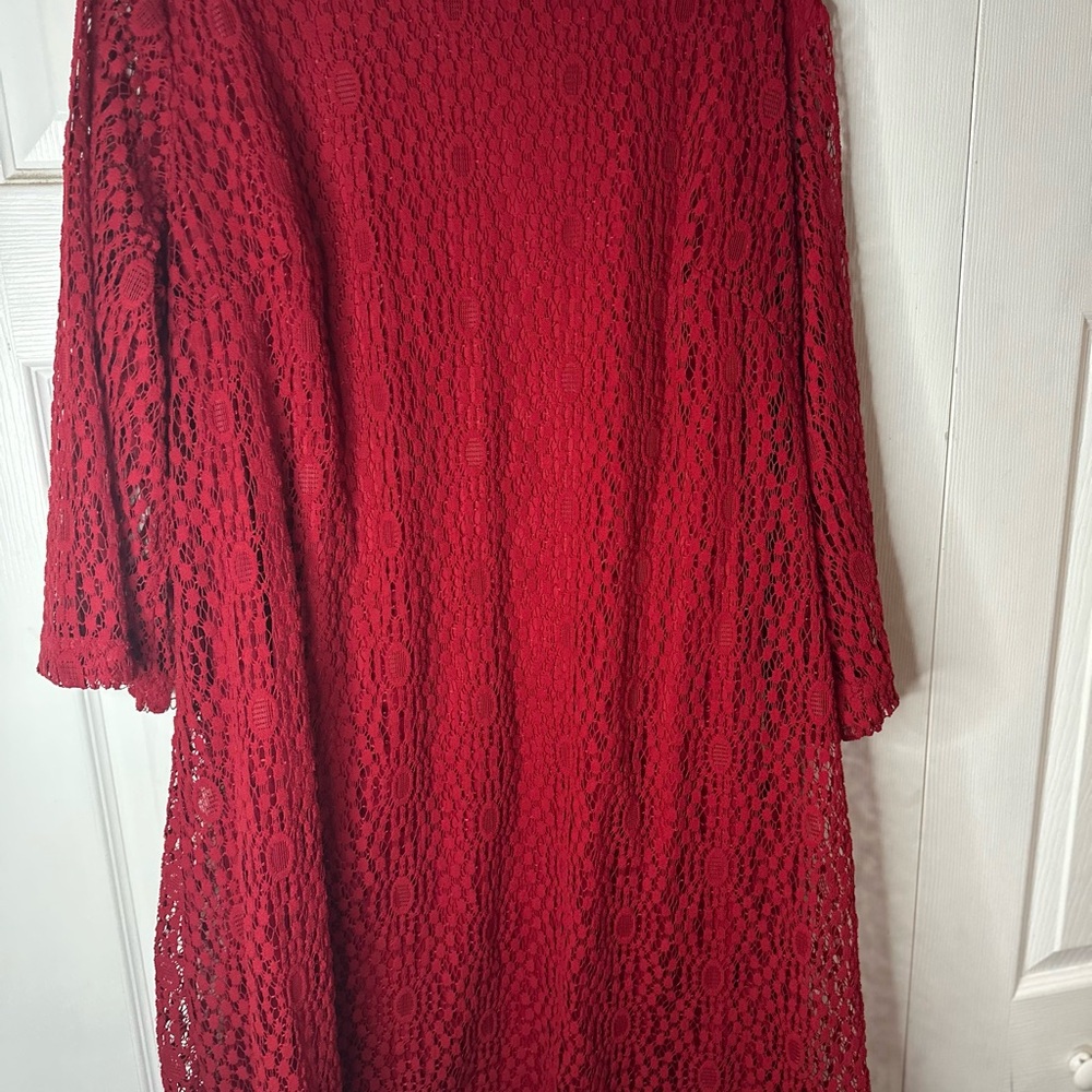 Sharagano Red Lace Dress